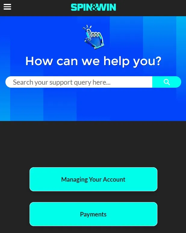 Spin & Win support how can we help you