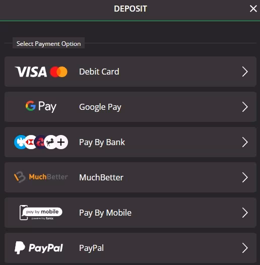 bet442 available payment methods for depositing
