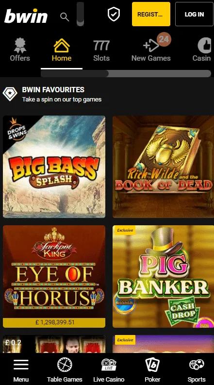 Bwin features UK include casino games, slots and spins