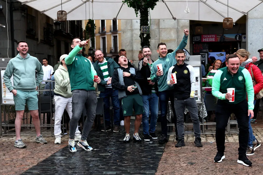 Celtic fans in Rome will be recreating scenes like this in the main square in Madrid
