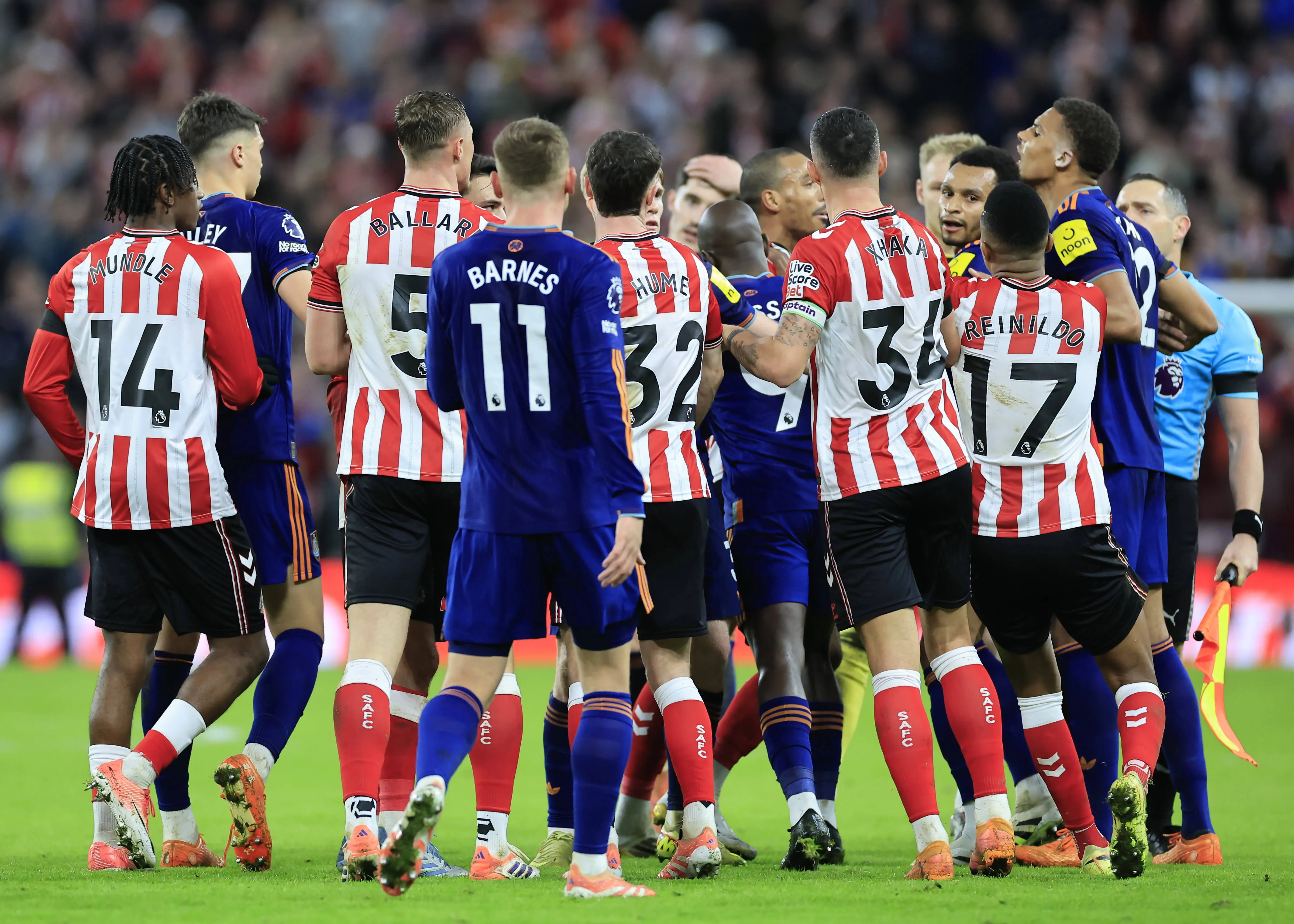Sunderland and Newcastle United players clash