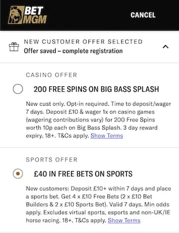 BetMGM new customer offer UK