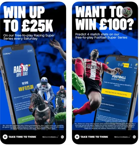 Coral football betting app featured matches screen