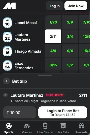 midnite sub hero placing world cup bet, odds comparison