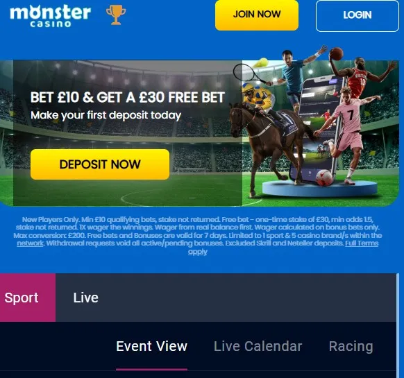 Monster Casino sportsbook offer