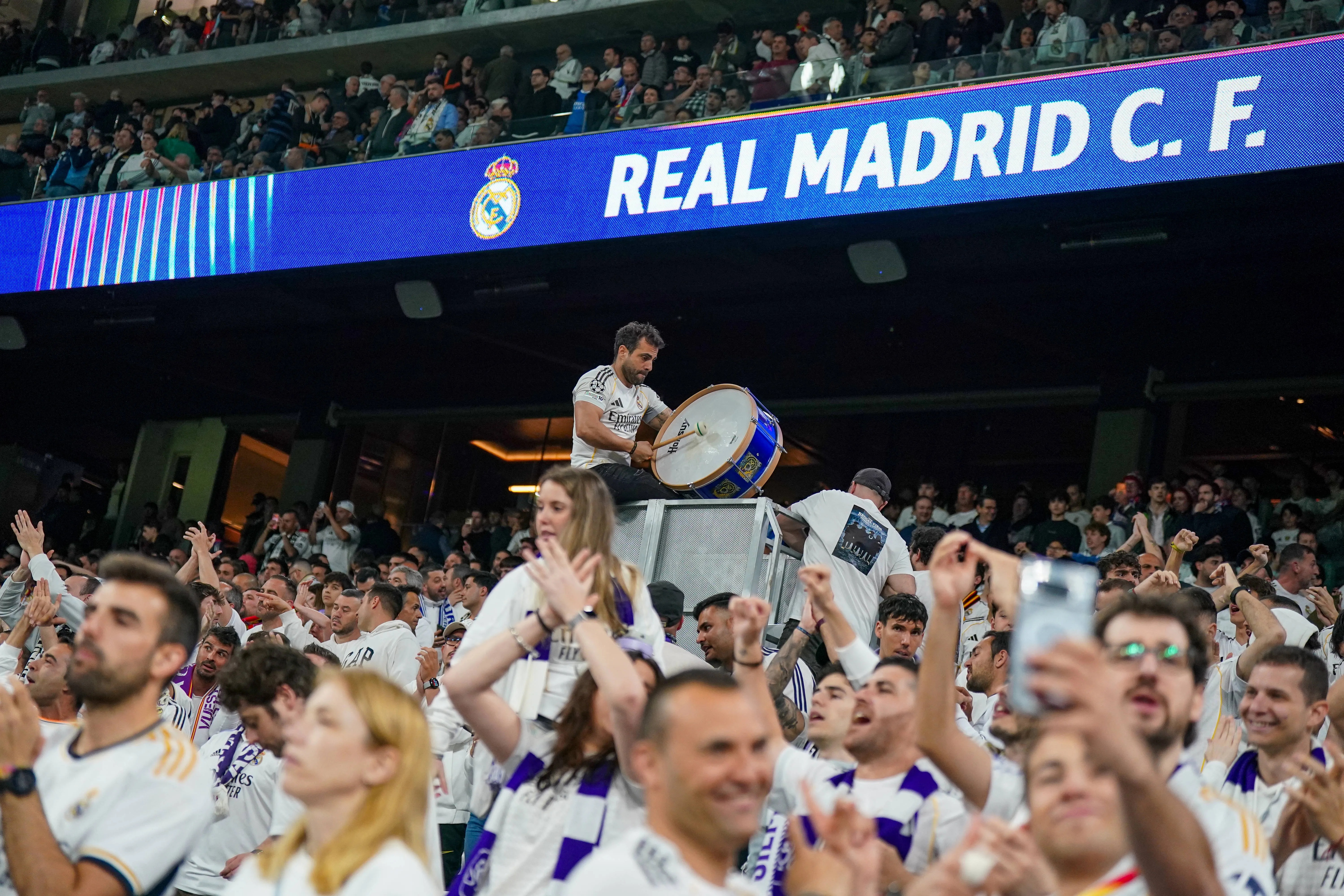 Real Madrid fans inside the Bernabeu