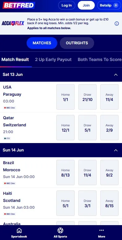 betfred world cup betting odds