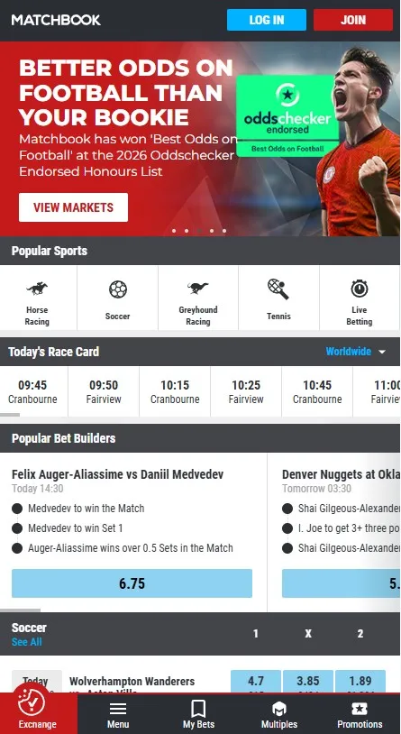 matchbook platform review, mobile view