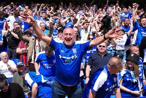 Crazy pitch invasion at Portman Road as Ipswich Town celebrate promotion