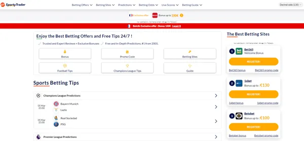 sporty trader home page
