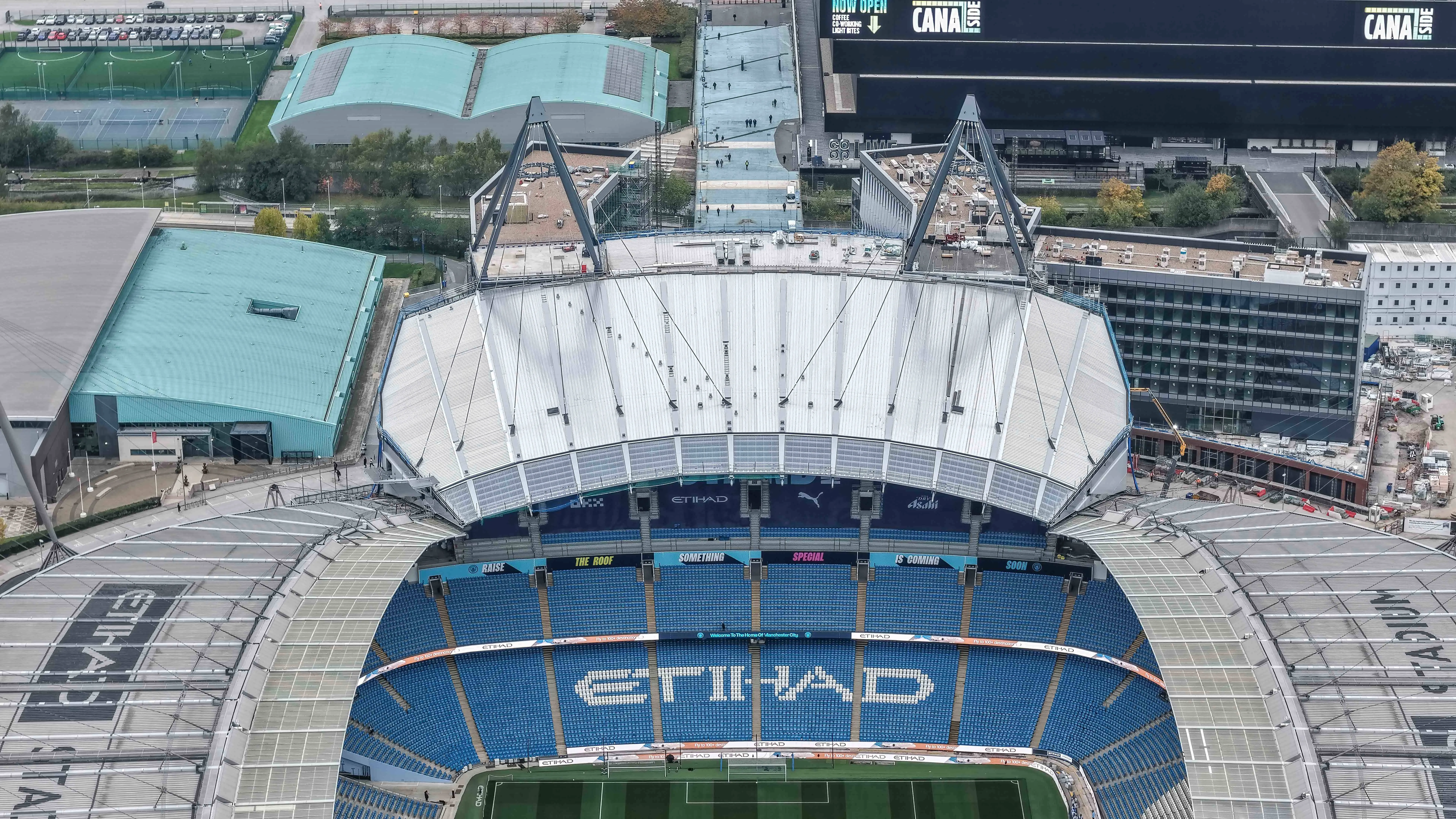Etihad Stadium footage shows latest progress on North Stand project as Man City add final seats