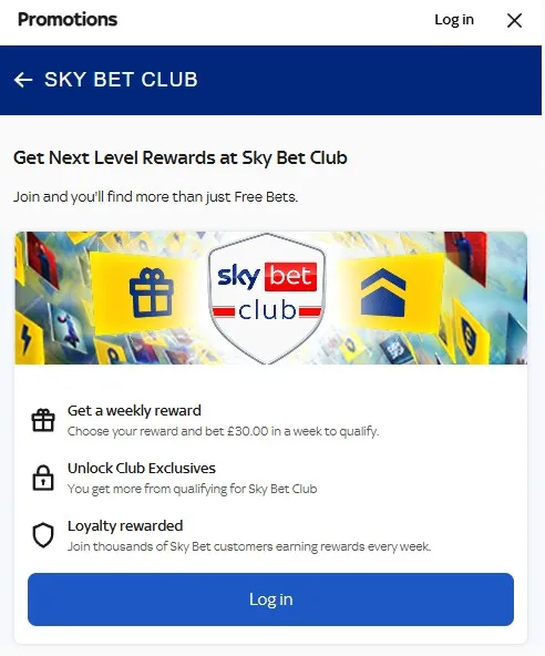 sky bet club promotion
