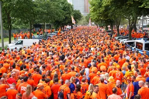 Thousands of Netherlands fans march through Hamburg ahead of Poland clash