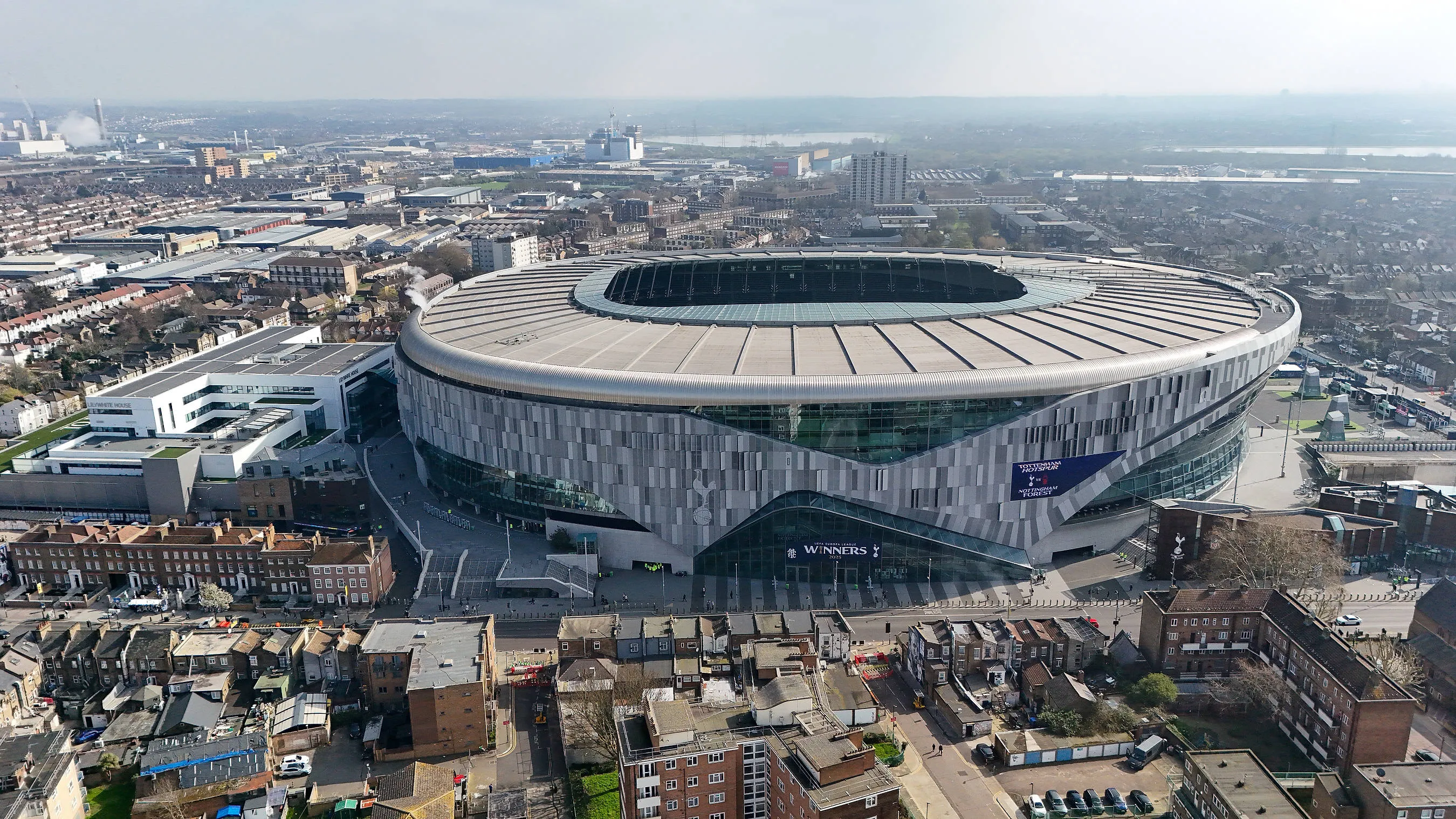 Aerial view of the Tottenham Hotspur Stadium