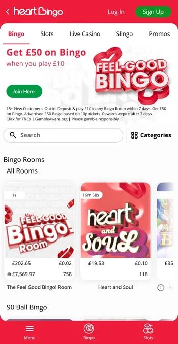 Heart bingo &pound;50 welcome offer