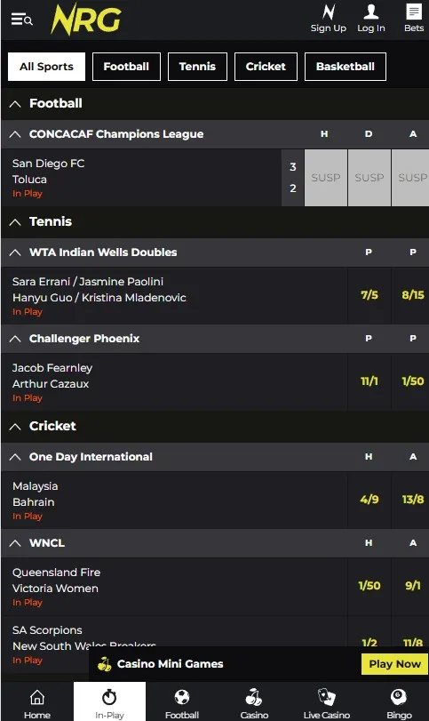 nrg sportsbook markets