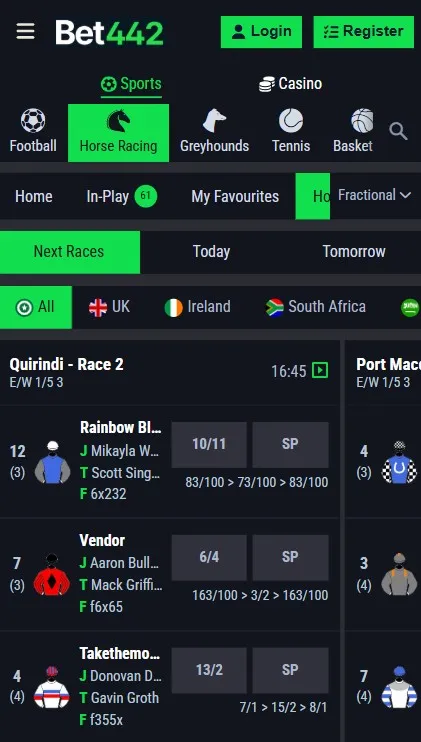 bet442 review horse racing