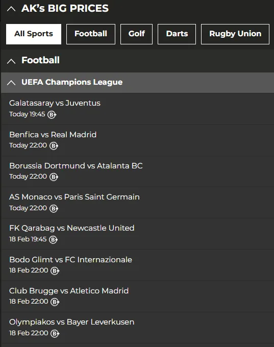 ak bets app review: big prices, football uefa champions league