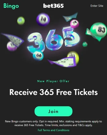 bet365 bingo 365 free tickets offer