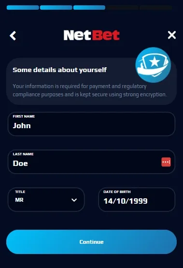 NetBet - sign up process - Step 4