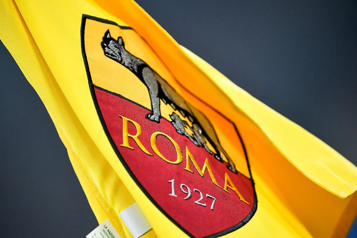 AS Roma logo printed on a corner flag during the Serie A football match.