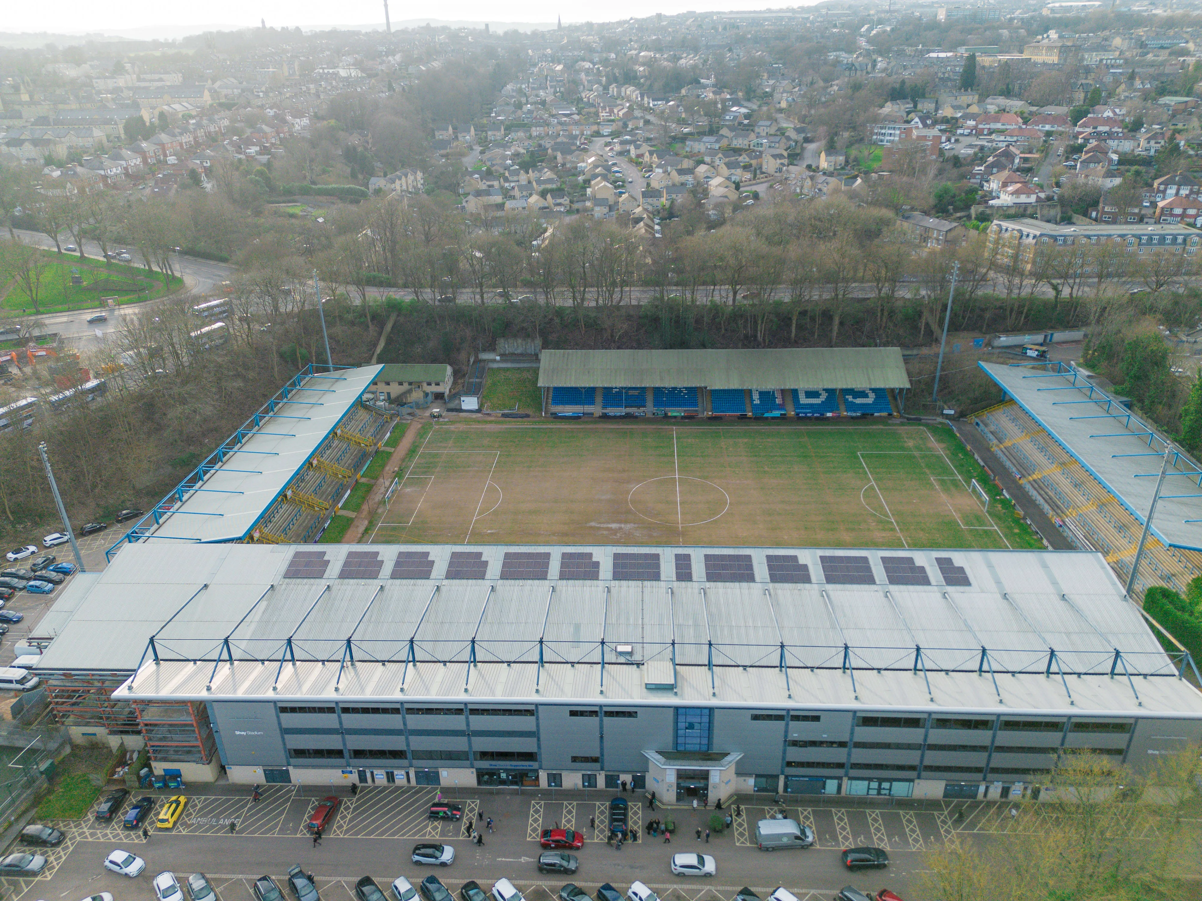 Aerial view of The Shay Stadium 
