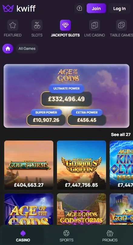 Kwiff casino app jackpot slots