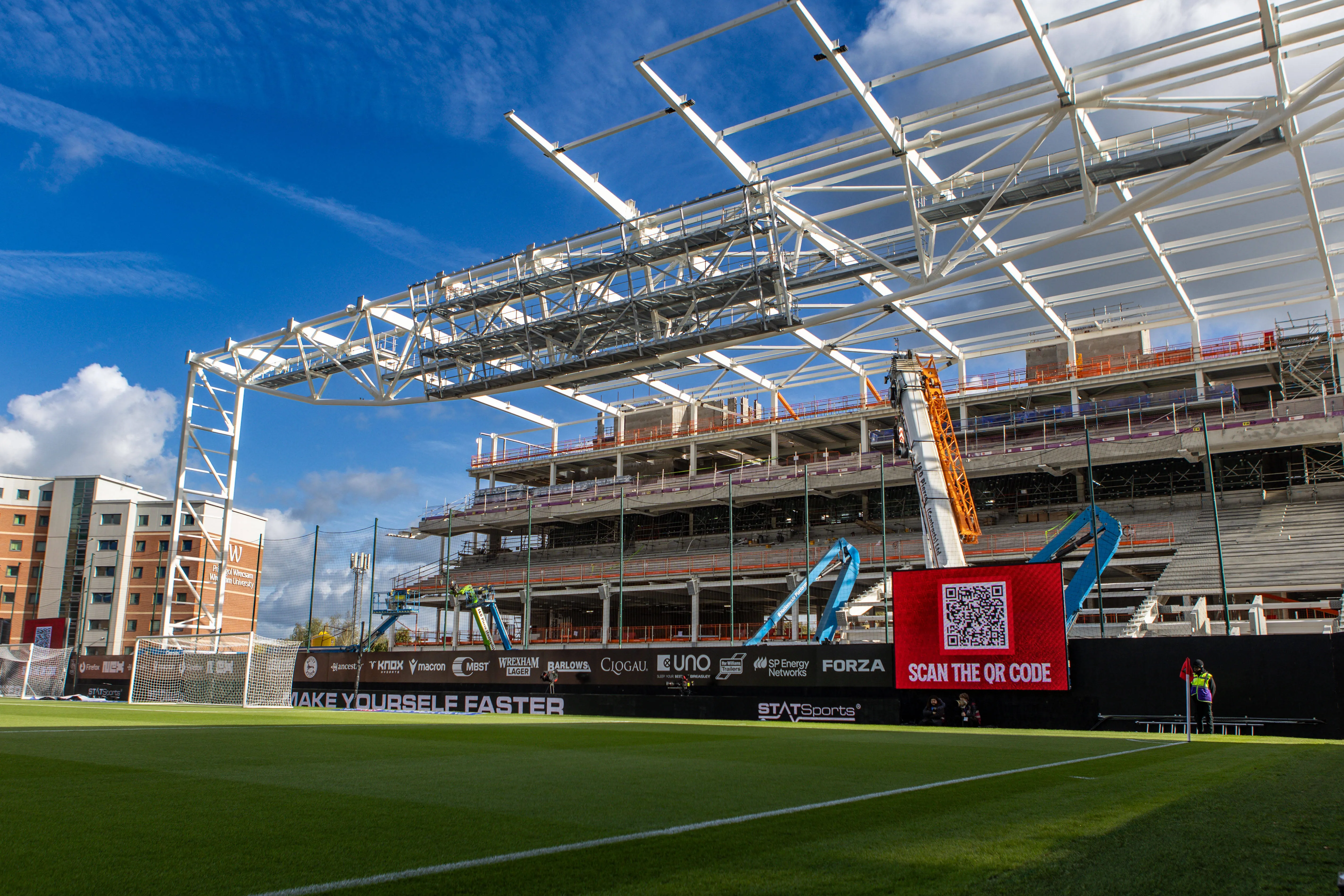 Wrexham supporters now get a fresh look at rapidly evolving Kop Stand as roof work nears finish