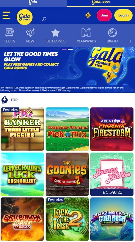 gala spins list of games