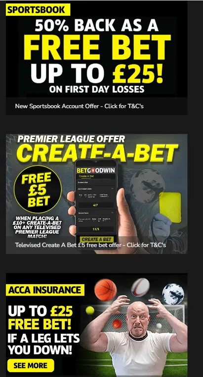 betgoodwin promos page 50% back as a free bet