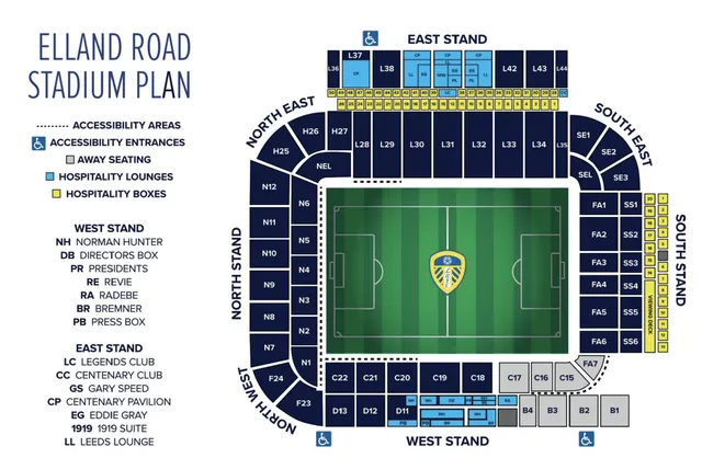 Elland Road Stadium plan for Leeds Tickets