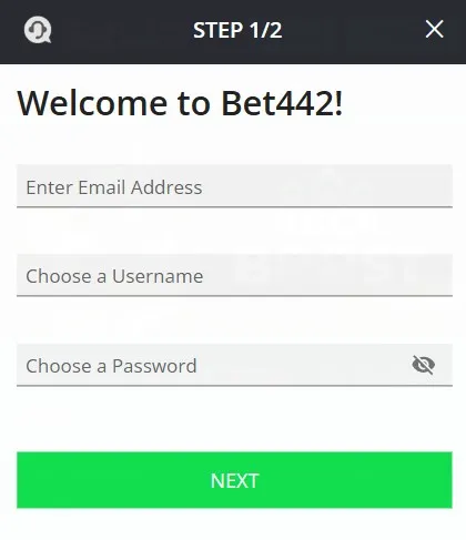 bet442 sign-up page