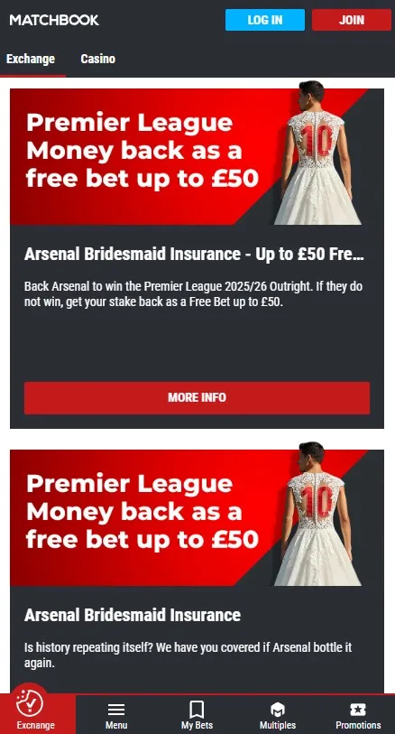 matchbook exchange review: ongoing promotions