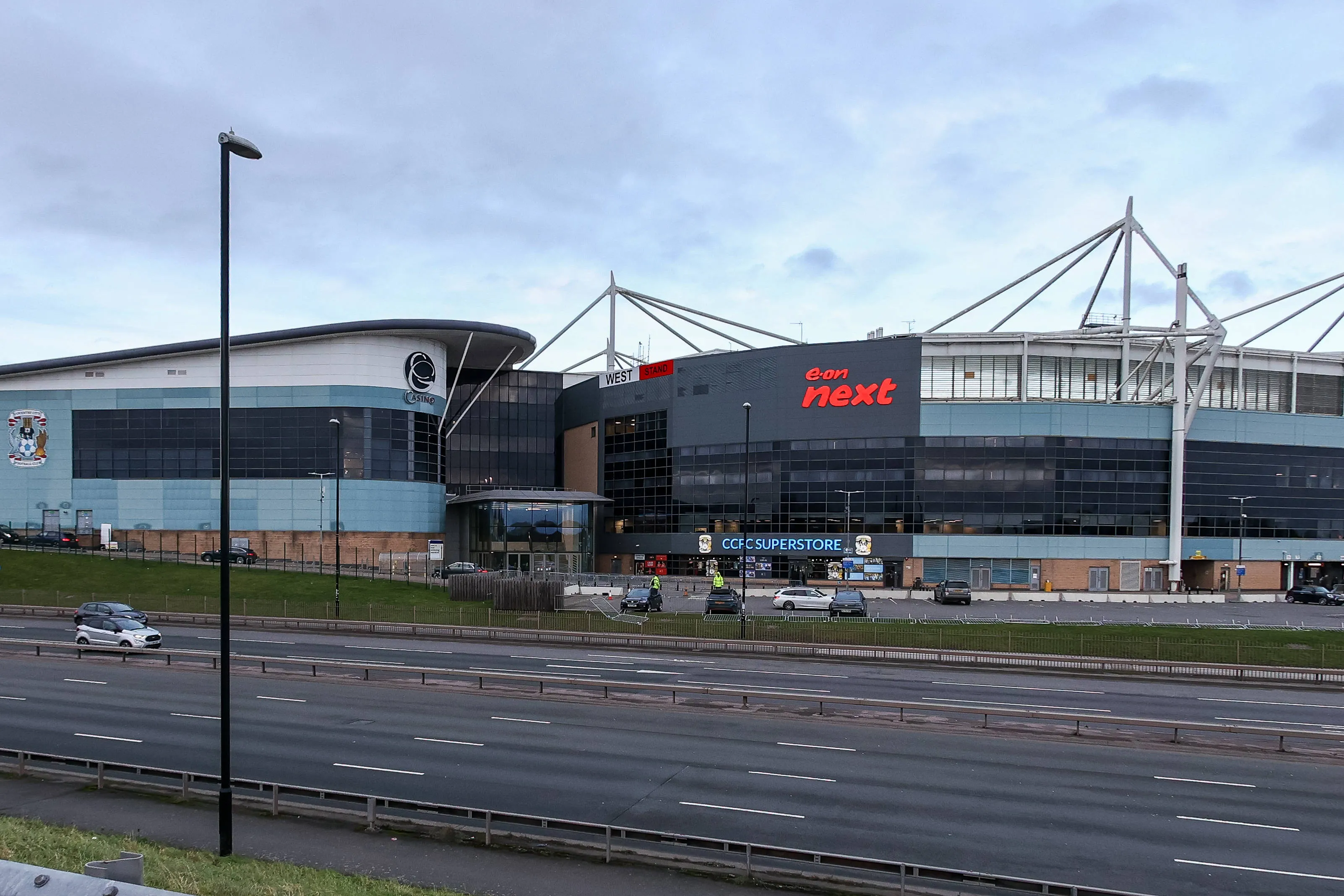 A view of the Coventry Building Society Arena from the car park