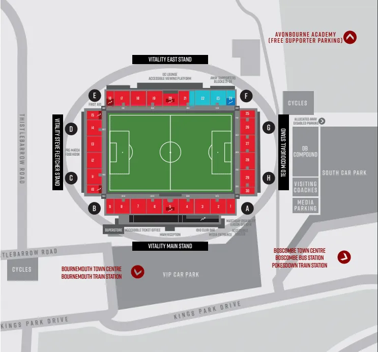AFC Bournemouth seating plan | Vitality Stadium seating plan