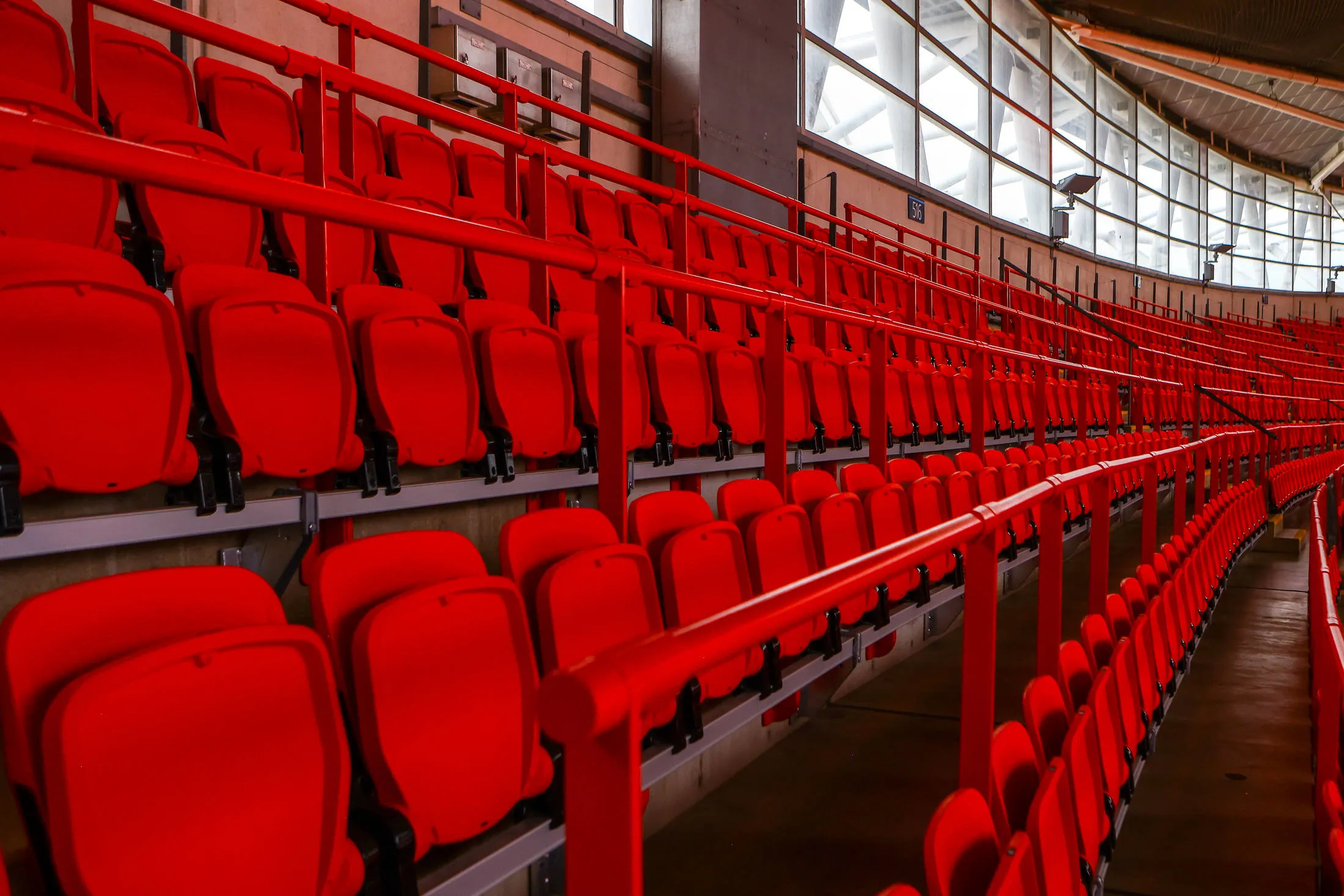 A general view of the safe standing seats in the upper tier inside Wembley Stadium