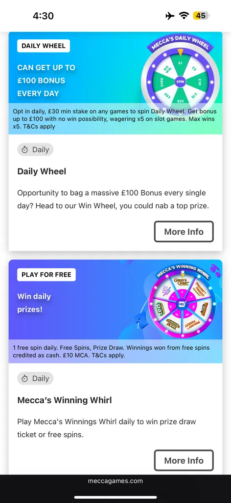 Mecca Games daily wheel