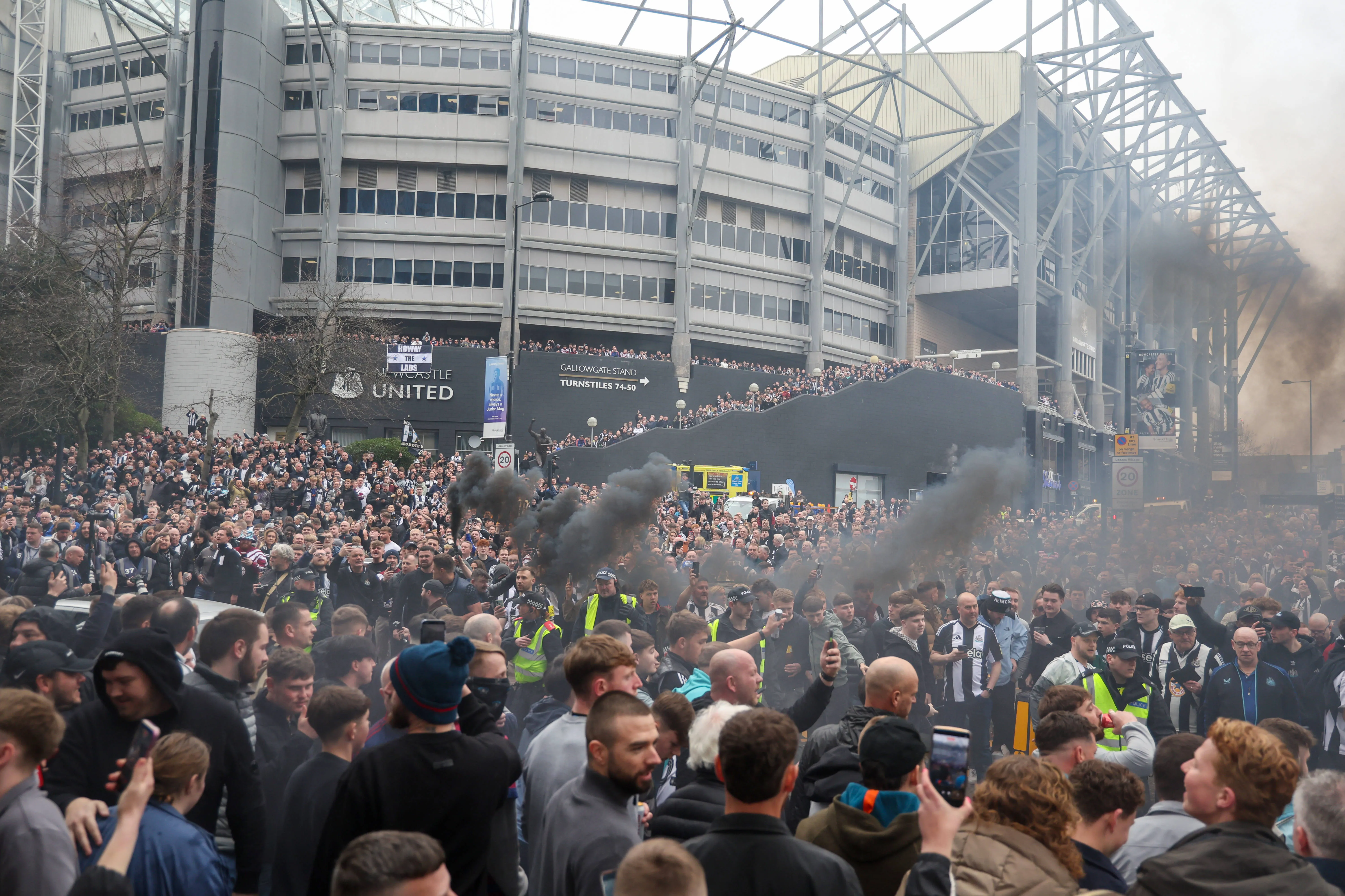 The view outside St James' Park before a Tyne-Wear derby