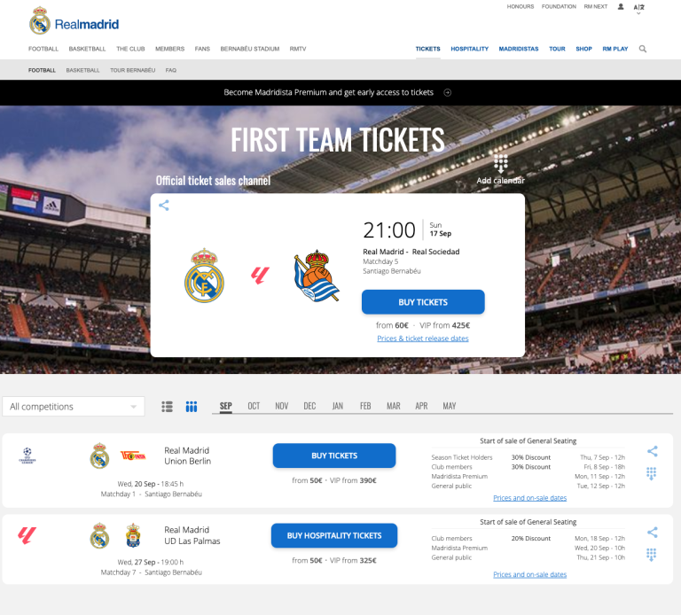How to buy Real Madrid tickets Full Santiago Bernabeu guide
